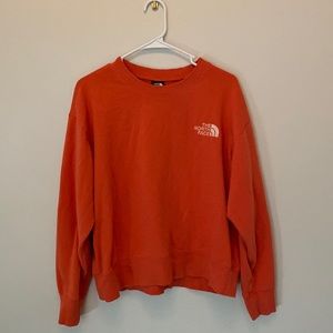 Coral crew neck north face sweatshirt